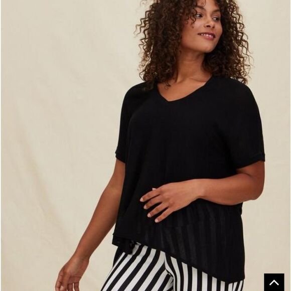 Torrid Pullover V-Neck Short Sleeve Caftan Sweater - Picture 1 of 4